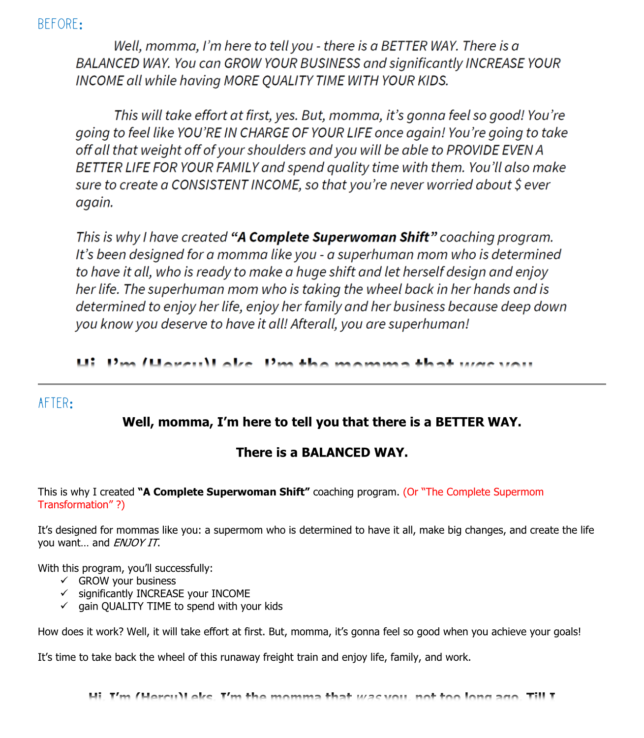 Copyediting - Sales Page